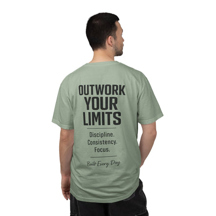 Men's No Days Off T-Shirt — "Outwork Your Limits" Motivational Gym Tee