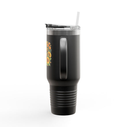 40oz Insulated Travel Mug — 'Choose Joy' Sunflower Design