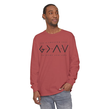 God Is Greater Than Long Sleeve T-Shirt — "God Is Greater Than The Highs And Lows" Christian Tee