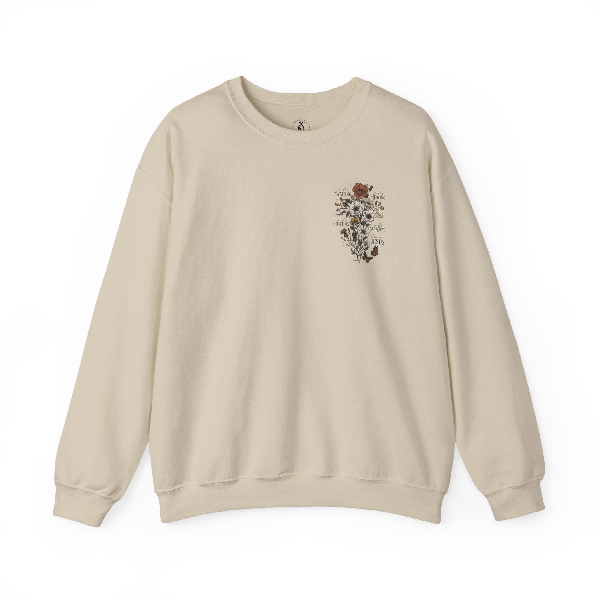 Religious Floral Cross - Inspirational Heavy Blend™ Crewneck Sweatshirt
