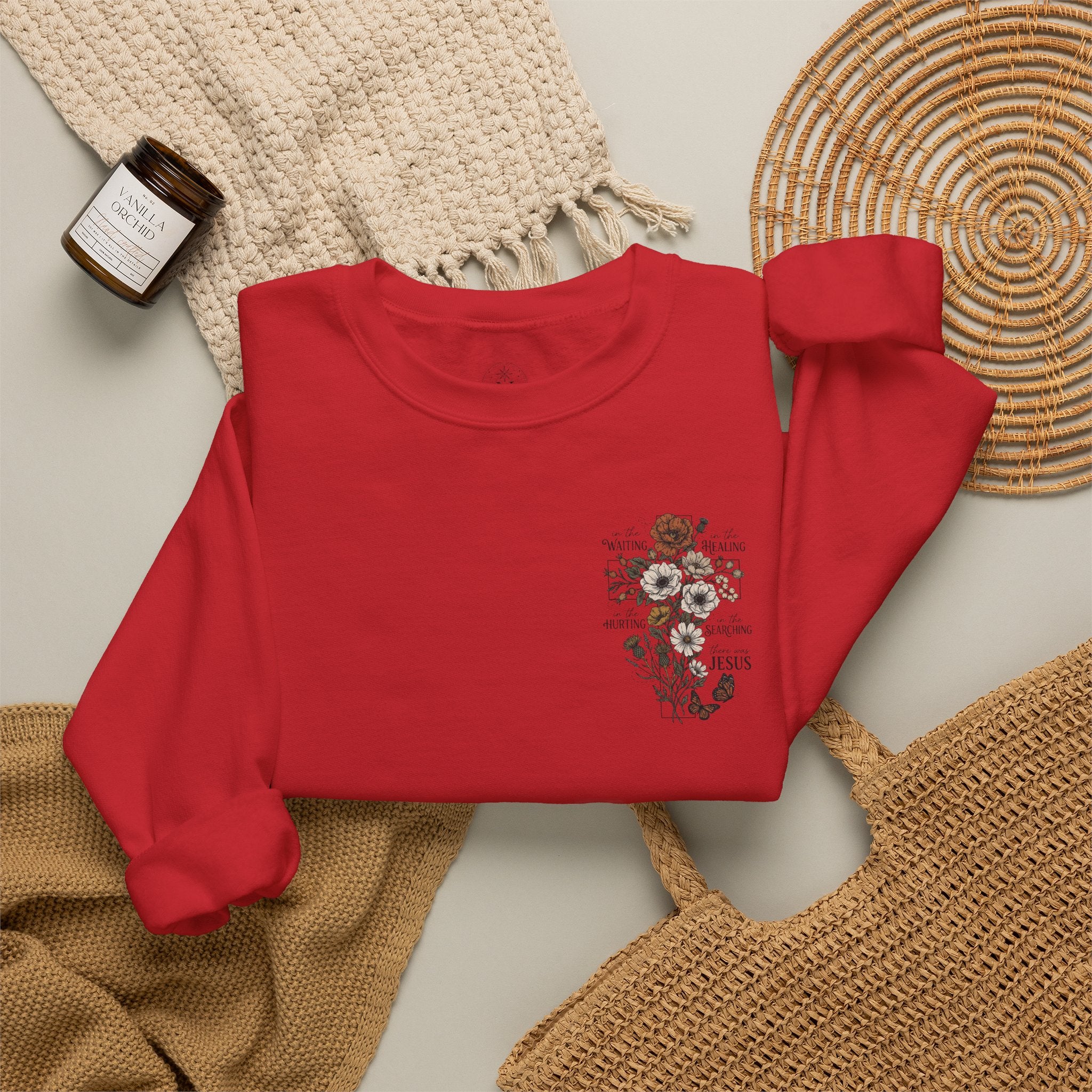 Religious Floral Cross - Inspirational Heavy Blend™ Crewneck Sweatshirt