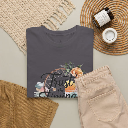 Women's Inspirational Tee — "Trust the Timing of Your Life" Floral Graphic