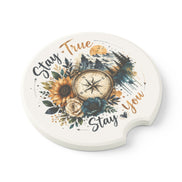 Stay True Stay You Soapstone Car Coaster — Compass & Wildflower Travel Car Cup Holder Insert
