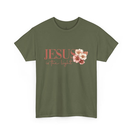 Jesus Is the Light T-Shirt — Floral Cross Christian Tee