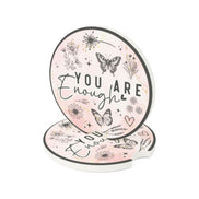 You Are Enough Soapstone Car Coaster — Inspirational Butterfly Floral Car Cup Holder Insert