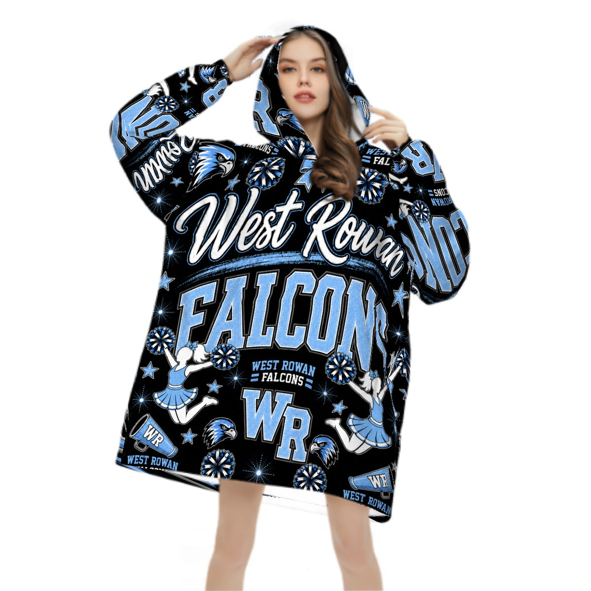 Cheer Inspired - West Rowan Falcons - Adult Blanket Hoodie
