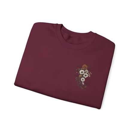 Religious Floral Cross - Inspirational Heavy Blend™ Crewneck Sweatshirt