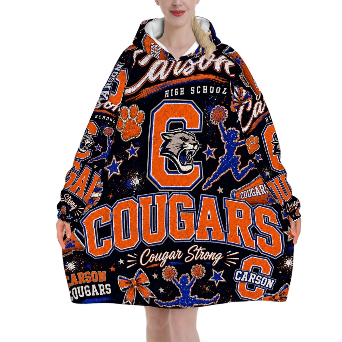 Cheer Inspired - J.C. Carson Cougars - Adult Blanket Hoodie