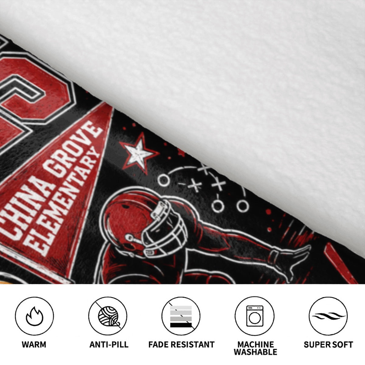 Football Inspired - China Grove Cardinals - Kids Blanket Hoodie