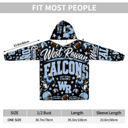 Football Inspired - West Rowan Falcons - Adult Blanket Hoodie