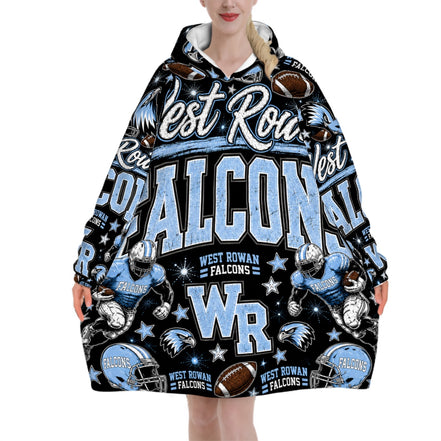 Football Inspired - West Rowan Falcons - Adult Blanket Hoodie