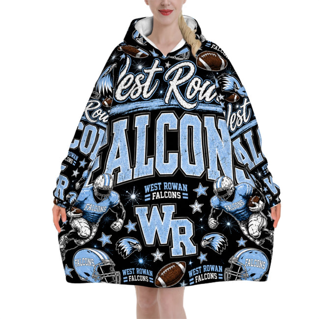 Football Inspired - West Rowan Falcons - Adult Blanket Hoodie