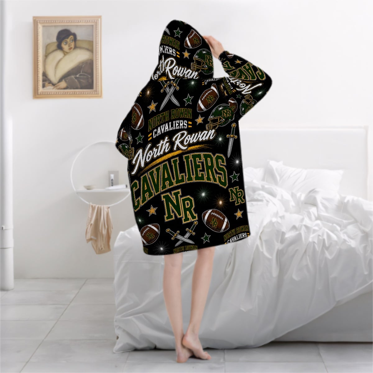 Football Inspired - North Rowan Cavaliers - Adult Blanket Hoodie
