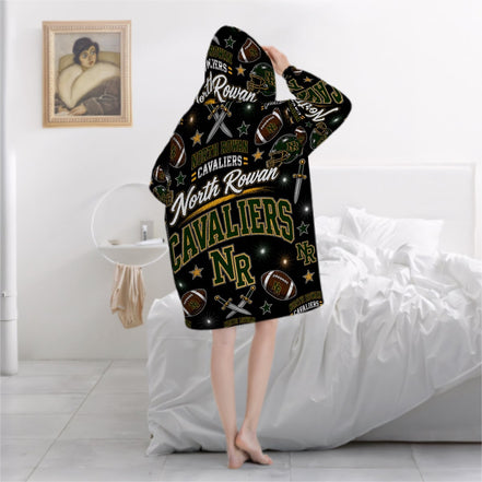 Football Inspired - North Rowan Cavaliers - Adult Blanket Hoodie