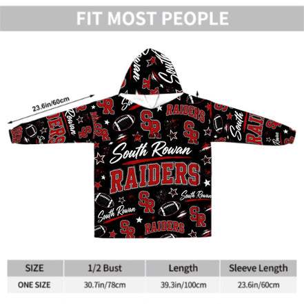 Football Inspired - South Rowan Raiders - Adult Blanket Hoodie