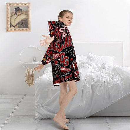 Football Inspired - China Grove Cardinals - Kids Blanket Hoodie