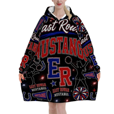 Cheer Inspired - East Rowan Mustangs - Adult Blanket Hoodie