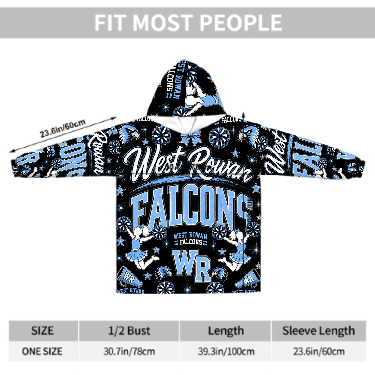 Cheer Inspired - West Rowan Falcons - Adult Blanket Hoodie