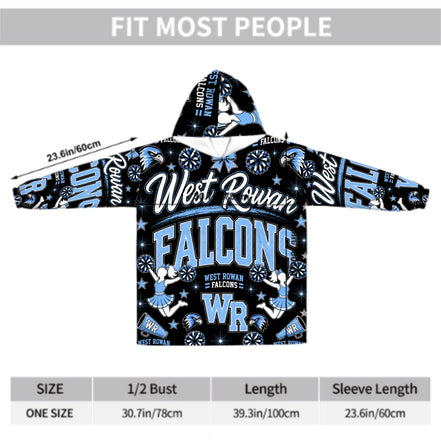 Cheer Inspired - West Rowan Falcons - Adult Blanket Hoodie