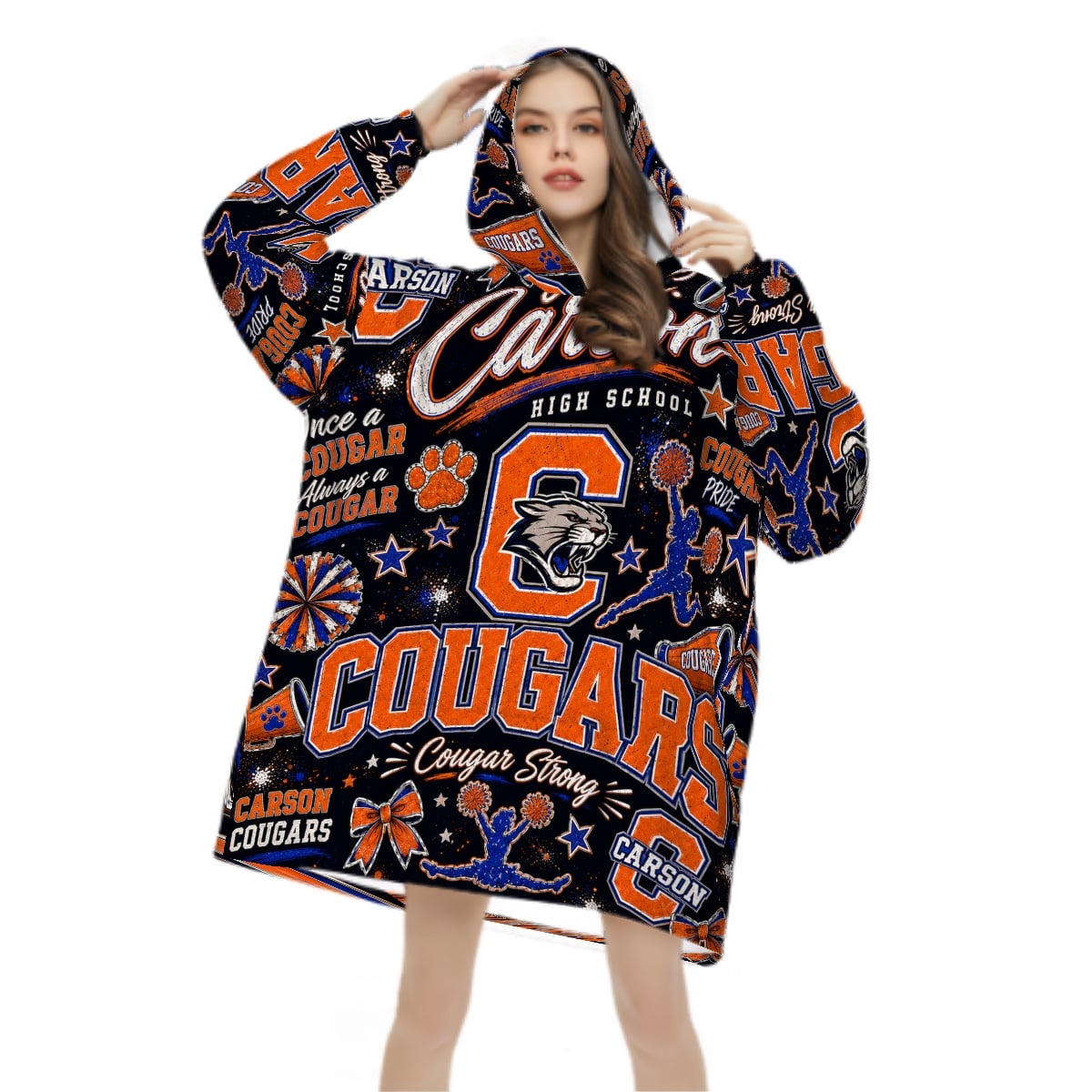 Cheer Inspired - J.C. Carson Cougars - Adult Blanket Hoodie