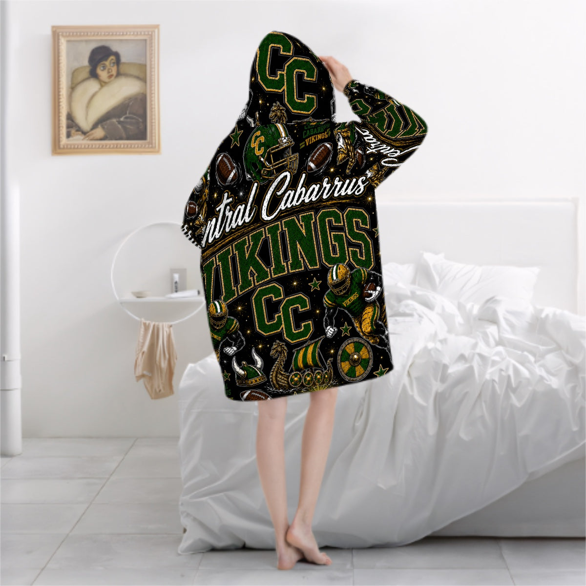 Football Inspired - Central Cabarrus Vikings - Adult blanket hoodie