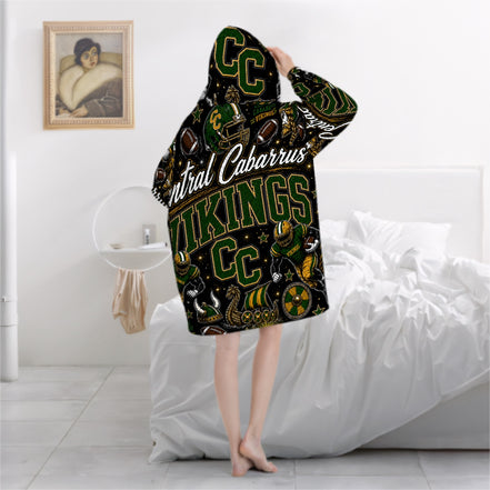 Football Inspired - Central Cabarrus Vikings - Adult blanket hoodie