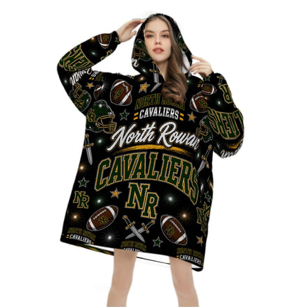 Football Inspired - North Rowan Cavaliers - Adult Blanket Hoodie