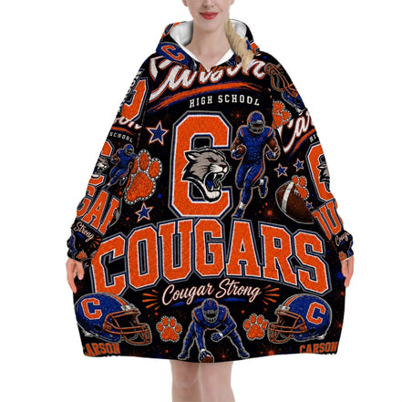 Football Inspired - J.C. Carson Cougars - Adult Blanket Hoodie