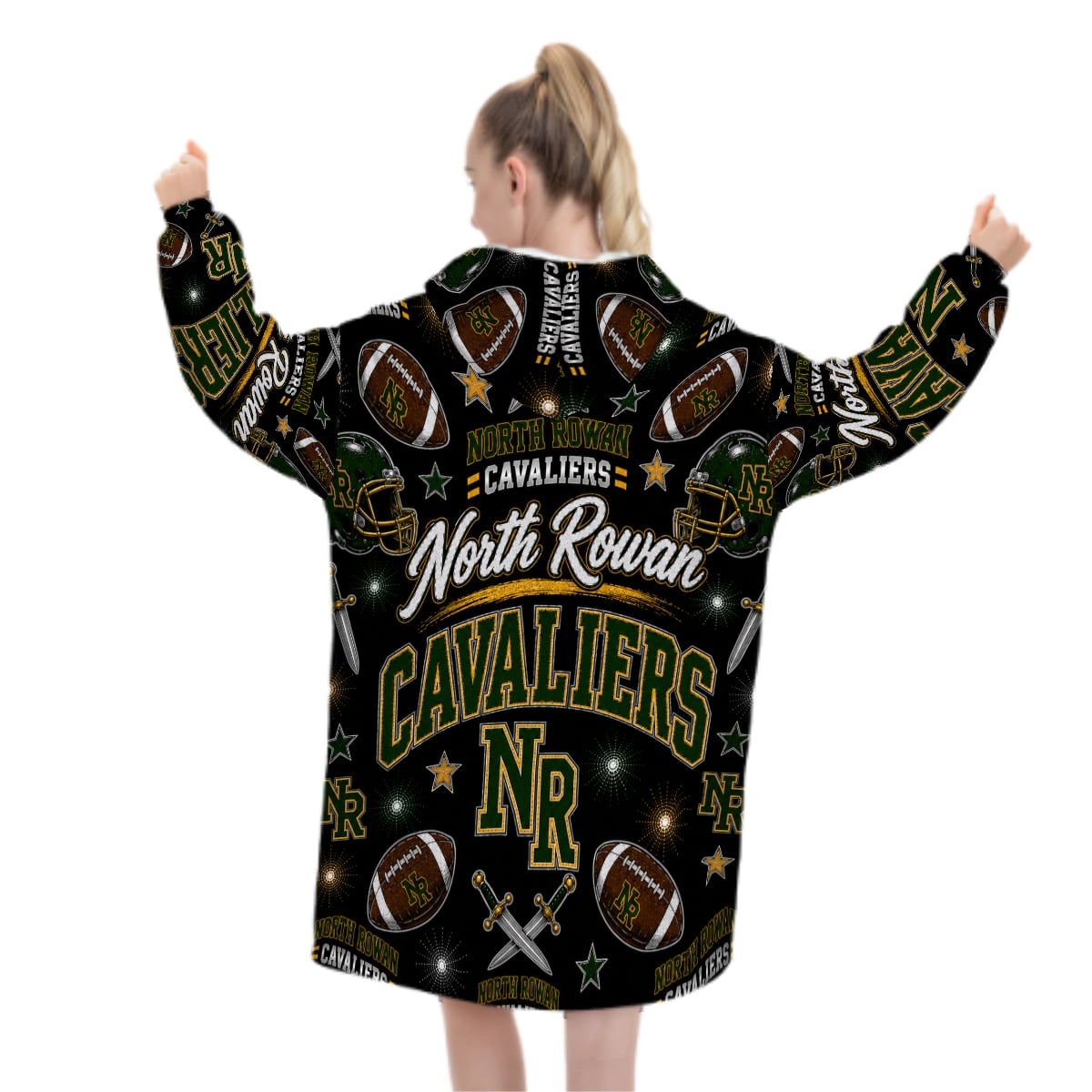 Football Inspired - North Rowan Cavaliers - Adult Blanket Hoodie