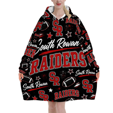 Football Inspired - South Rowan Raiders - Adult Blanket Hoodie