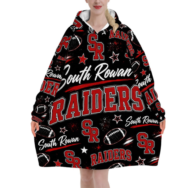 Football Inspired - South Rowan Raiders - Adult Blanket Hoodie