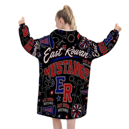 Cheer Inspired - East Rowan Mustangs - Adult Blanket Hoodie