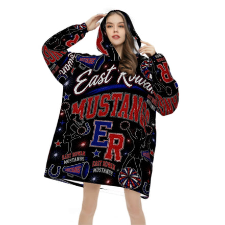 Cheer Inspired - East Rowan Mustangs - Adult Blanket Hoodie