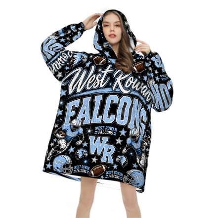 Football Inspired - West Rowan Falcons - Adult Blanket Hoodie