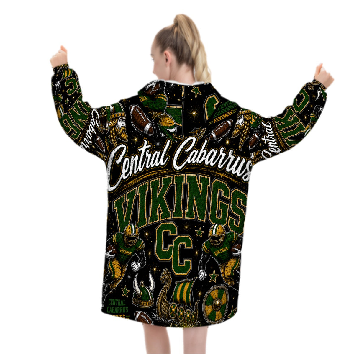Football Inspired - Central Cabarrus Vikings - Adult blanket hoodie