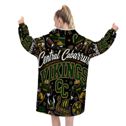 Football Inspired - Central Cabarrus Vikings - Adult blanket hoodie